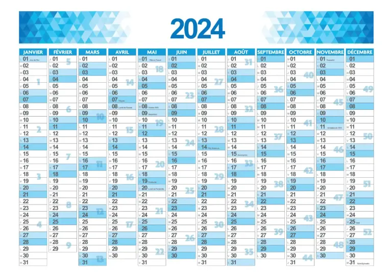 calendrier 2024