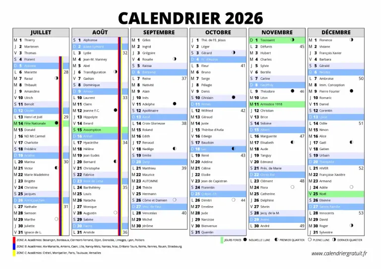 Calendrier 2026 et jours fériés : anticipez une année riche en week-ends prolongés !