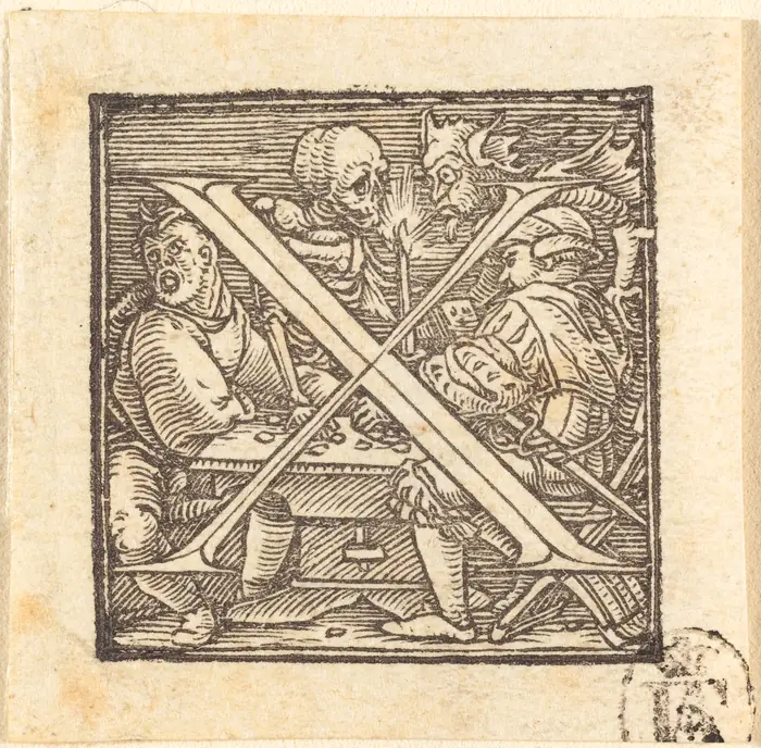 Lettrine X gravée sur bois par Hans Holbein le Jeune